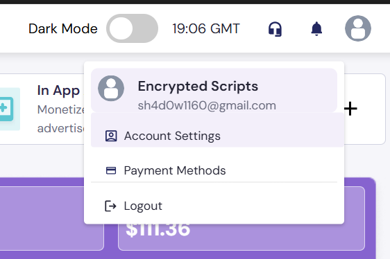 Account Settings in Ad-Maven