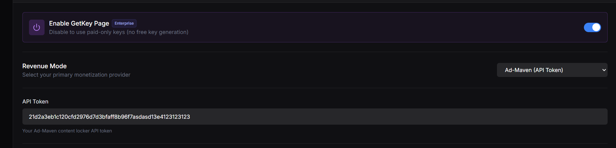 Paste the Ad-Maven API Key into Panda Auth