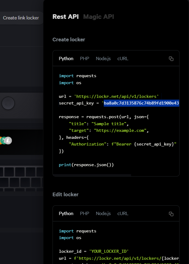 Lockr.so API key